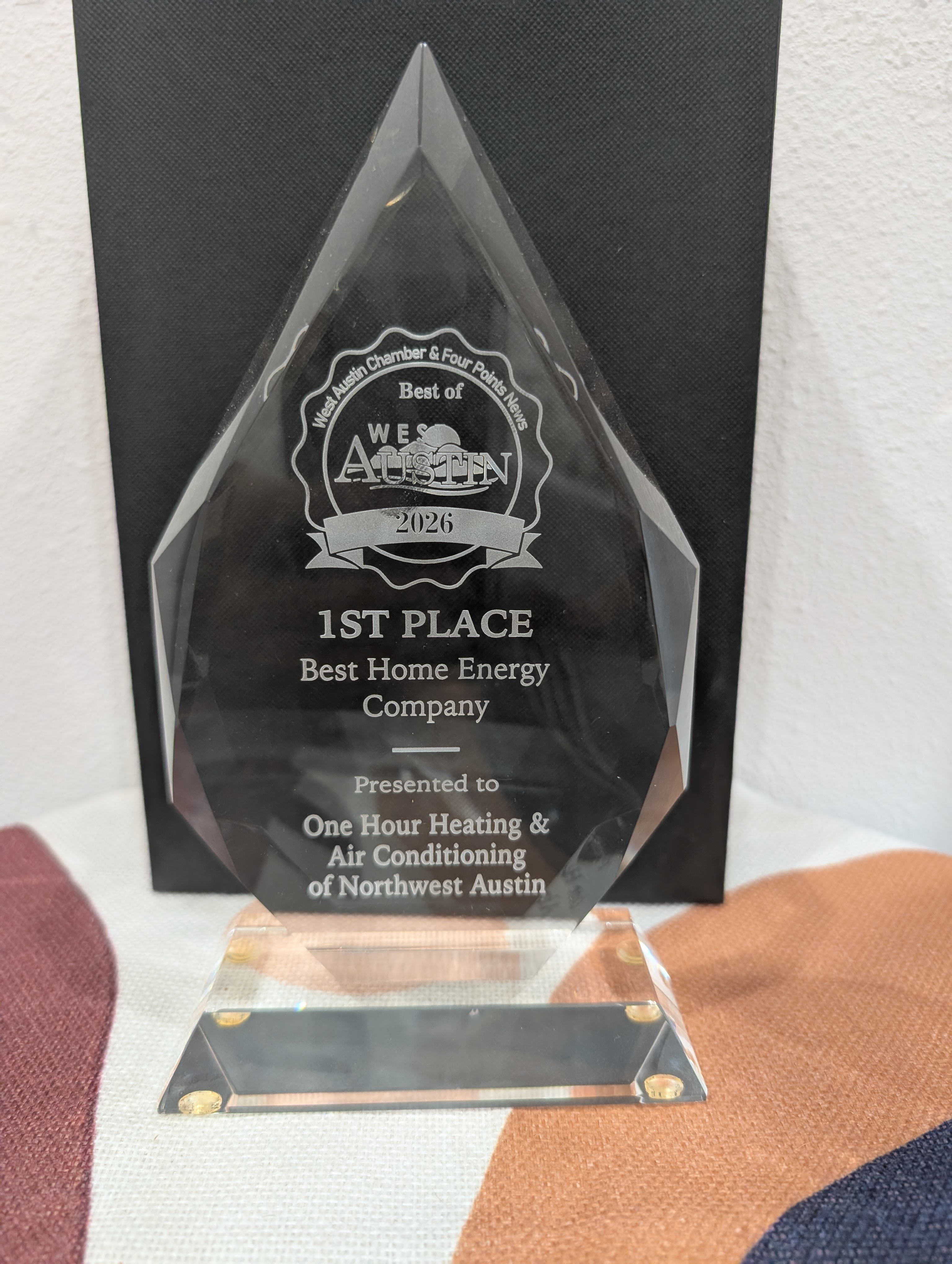 Best Home Energy Company award trophy