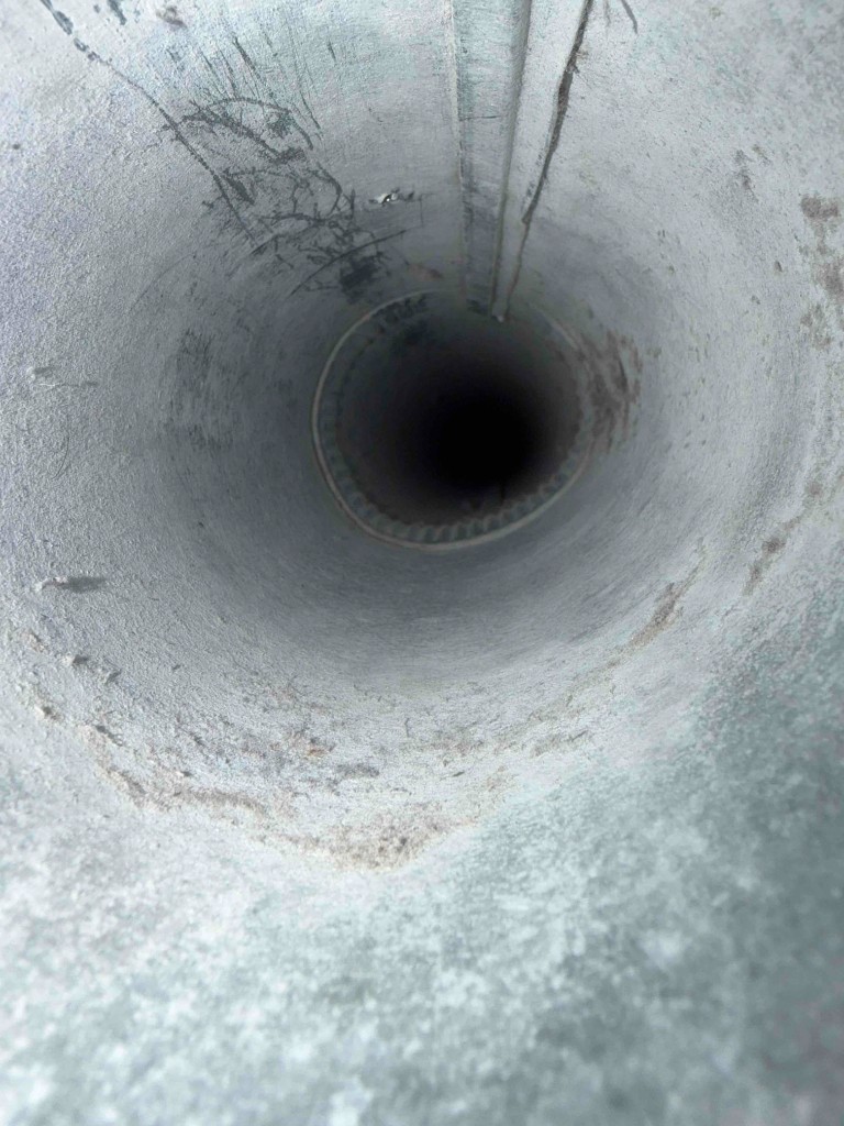 Inside view of dirty dryer vent duct in ZIP 78641